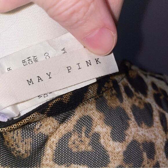 Cheetah Print Swim Cover Up Mesh Cutout Mini Dress Tie Front Small - Picture 4 of 5